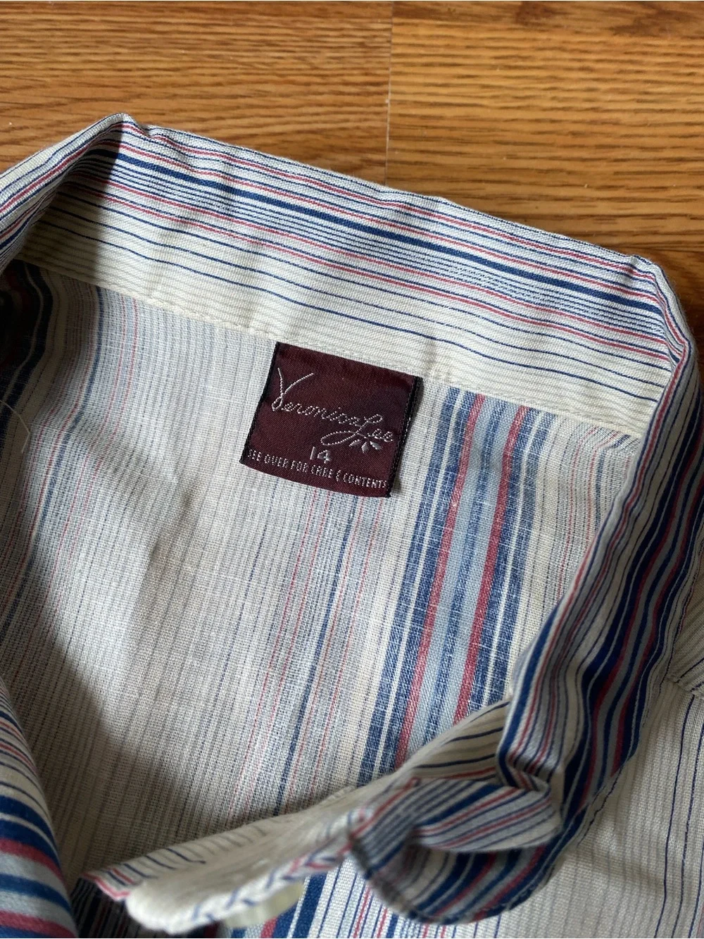 Vintage Veronica Lee Kids' Short-Sleeve Striped Button-Down Shirt - Cream & Blue